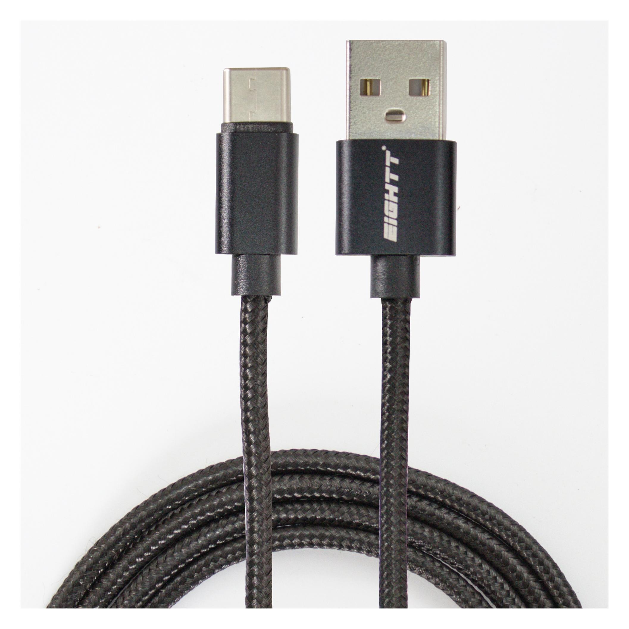 Eightt cable usb a usb-c metal flex. 1 m, negro nilon trenzado (1 m, USB 2.0) (ECT-4B)