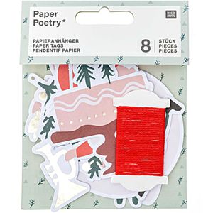Rico-Design Hängeetiketten Paper Poetry, Jolly Christmas, Classic, mit Öse, 8 Stück