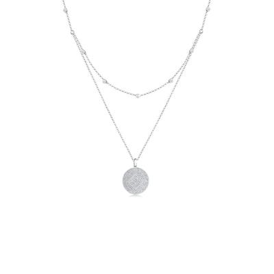 Silberkette ELLI "Halskette Münze Plättchen Kristalle 925 Silber" Gr. 40, silber, Halsketten, Damen, Silber 925 (Sterlingsilber), Silberkette