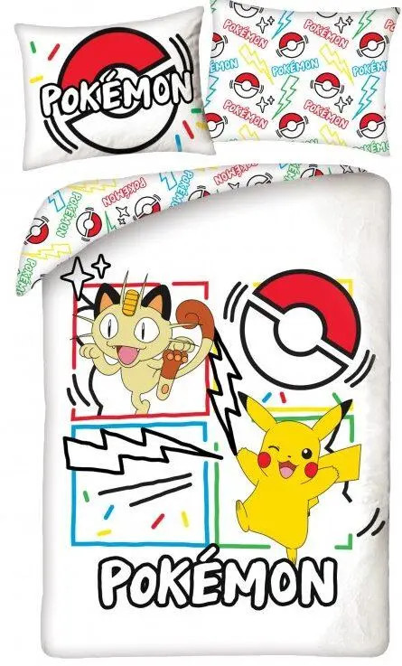 Pokemon Meowth Dekbedovertrek voor kinderen, 140 x 200 cm, Polyester