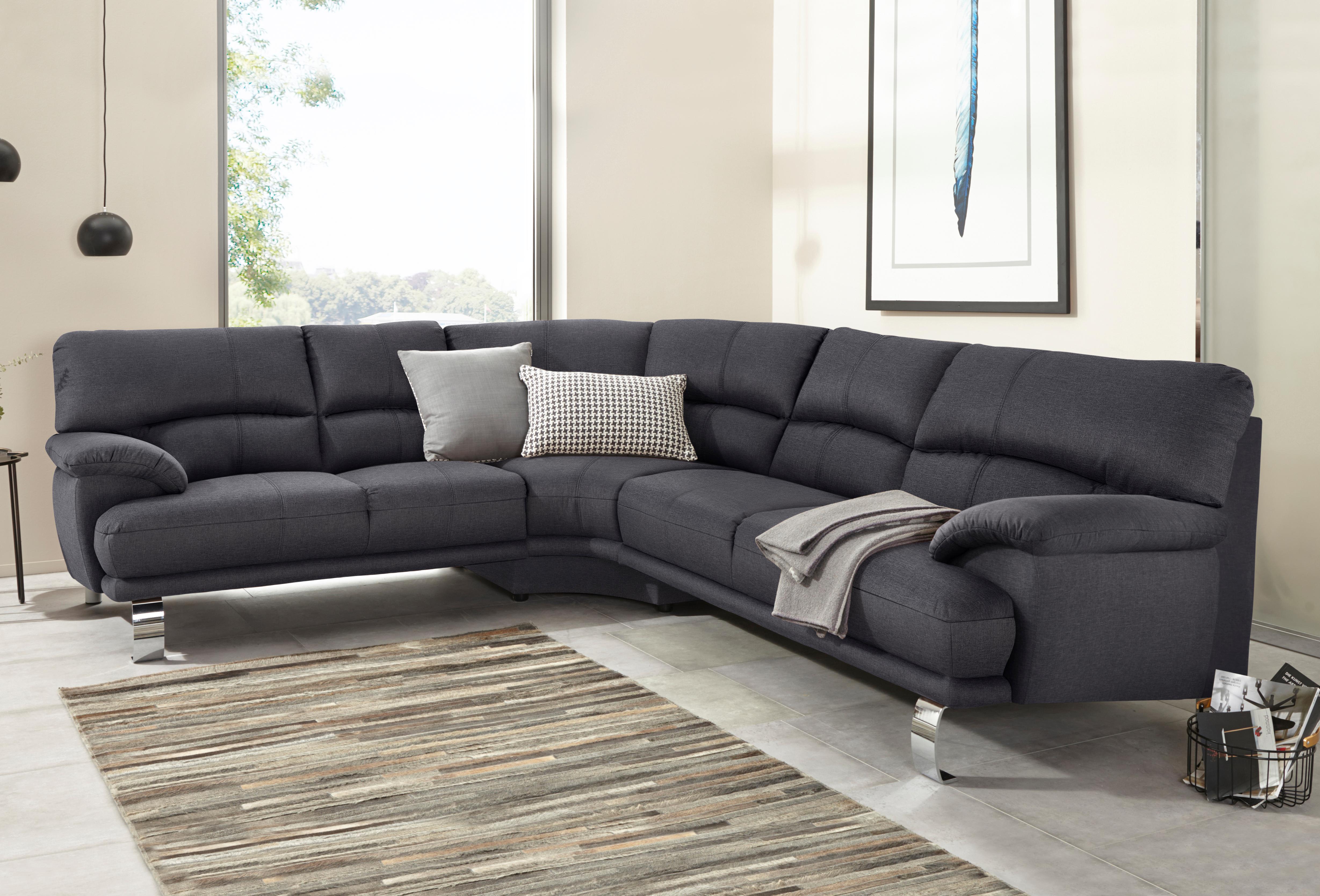 Ecksofa TRENDMANUFAKTUR "Cecilia II, in italienischen Design, bequem, hoher Sitzkomfort, L-Form", grau (dunkelgrau), B:280cm H:87cm T:240cm, Microfaser Vintage (100% Polyester);Struktur (100% Polyester);Struktur fein (100% Polyester), Sofas, Ecksofa, extr