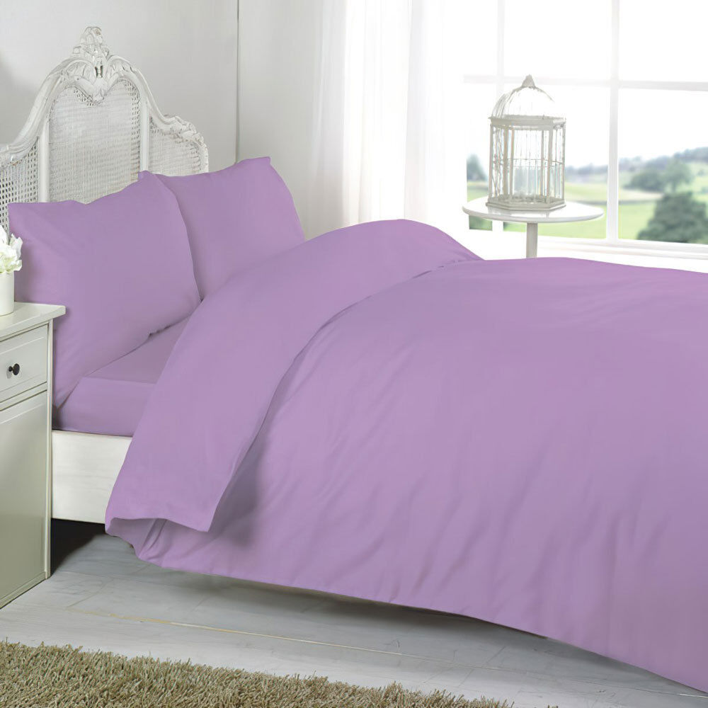 Ebern Designs Brittneyann Satin Solid Colour Duvet Cover Set with Pillowcases Included Lilac Super King Duvet Cover + 2 Standard Pillowcases