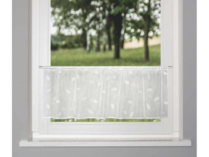 Scheibengardine HOME WOHNIDEEN SHARY Gr. 1, weiß, B:145cm H:45cm, Voile, Polyester, Gardinen, Scheibengardine, Cafehaus Voile bestickt