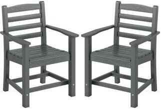Costway HDPE All Weather Patio Dining Chairs Set of 2 with Wide Armrests-Gray