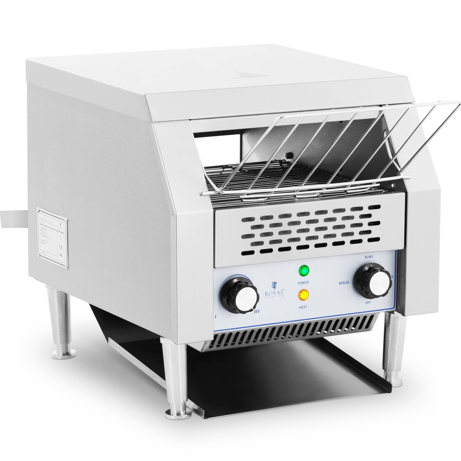Royal Catering Tostertoaster voor brood en broodjes, doorgaande uitvoering, 2200 W