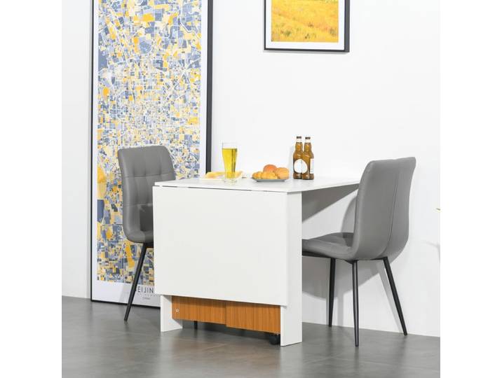 Table pliante roulante - Zephmum - 2 ailes 120x80x73 cm blanc teck