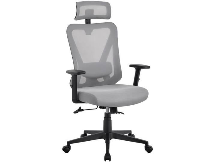 Yaheetech Chaise Bureau Ergonomique Fauteuil de Bureau en Maille Support Lombaire Charge 136 kg Gris Clair