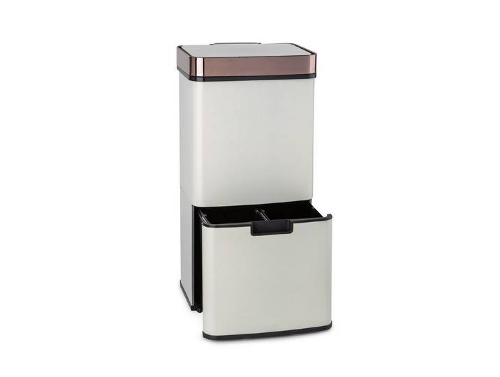 Klarstein Mülleimer Royal Trash Rose Gold Sensor-Mülleimer 72L 4 Behälter Edelstahl Timer, Sensor-Treteimer 4-fach Rosegold-Optik & 5-Sek-Timer