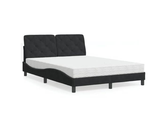 RJPLMFV Doppelbett, Velours, 140 x 190 cm, mit Matratze, Schwarz PU-Schaum 22D, Kopfteil inklusive, Latten aus Sperrholz, Härtegrad H2/H3