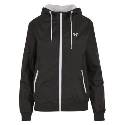 Windbreaker MISS TEE "Miss Tee Fly Away Ladies Windrunner", Damen, Gr. XS, schwarz (schwarz, weiß), 100% Polyester, mehrfarbig, normal, ohne Ausschnitt, Jacken Windbreaker