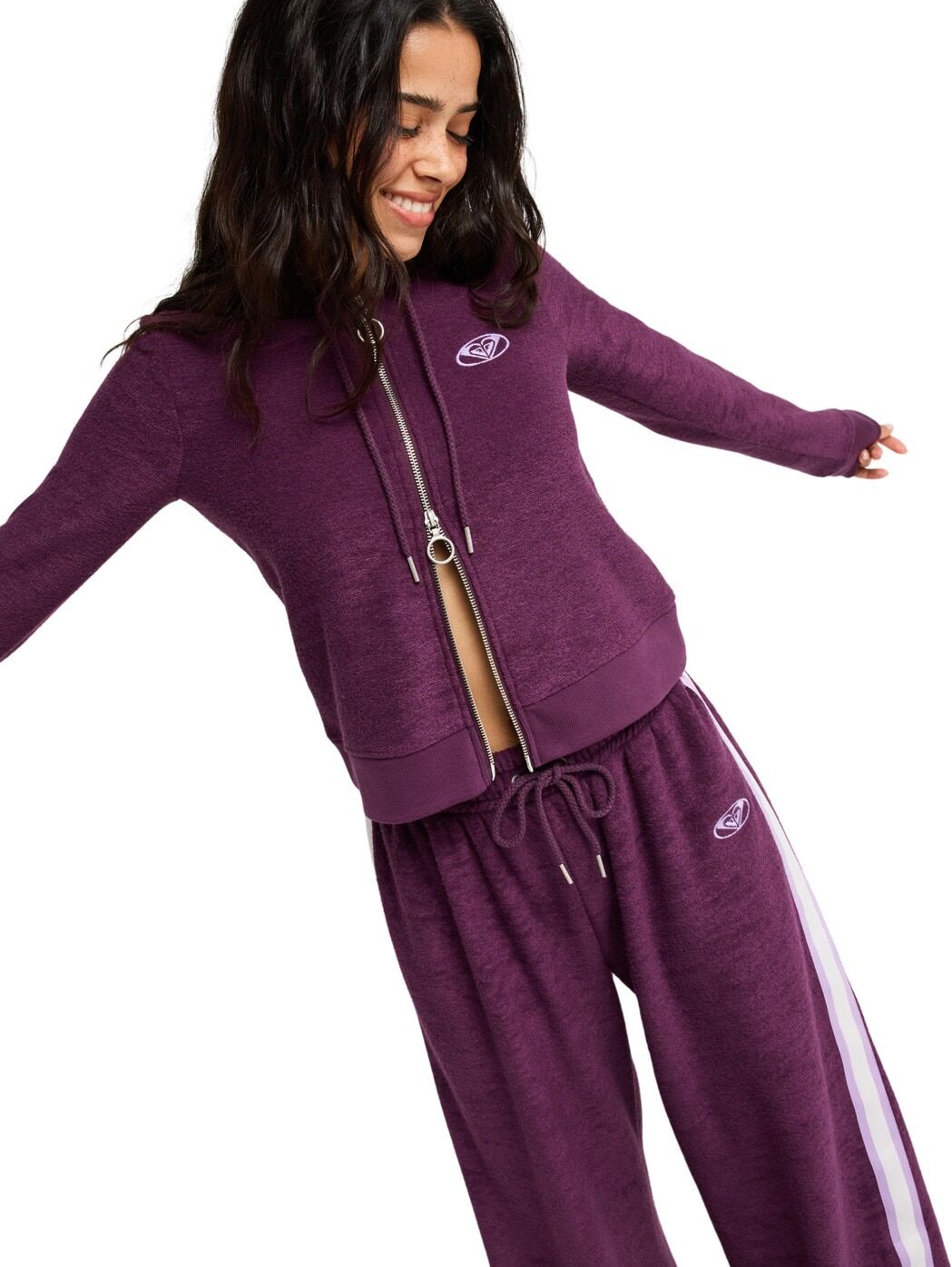Jogger Pants ROXY "Beachy Keen", Damen, Gr. XXL, Normalgrößen, lila (schwarzberry wine), Obermaterial: 74% Polyester, 26% Viskose., Hosen Jogger Pants