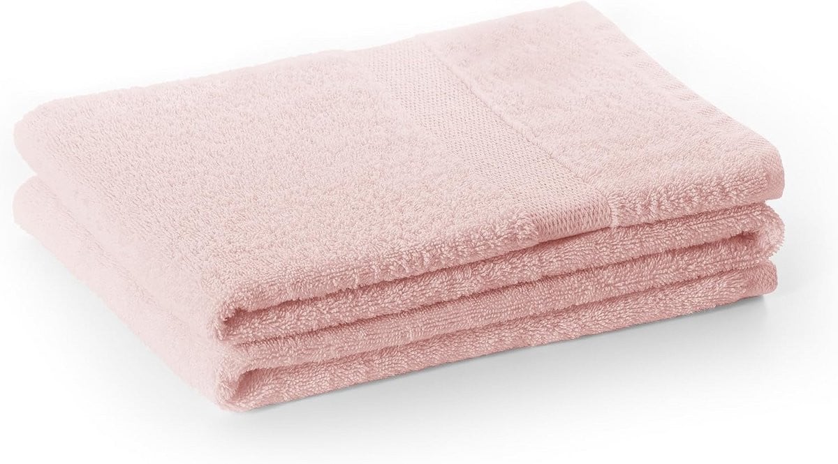 Zachte, absorberende katoenen handdoek lichtroze 50 x 100 cm