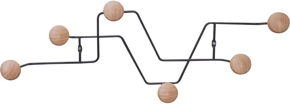 Houten kapstok met zigzag houten knoppen voor de hal
