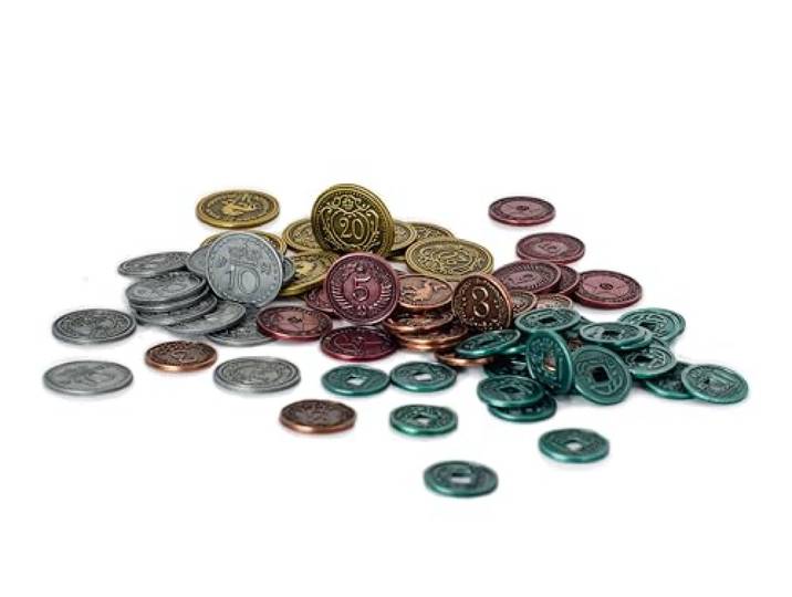 Stonemaier Games , Scythe: Metal Coins Upgrade Pack , Board Game , 1 to 5 Players , Ages 14+ , 90 to 120 Minutes Playing Time