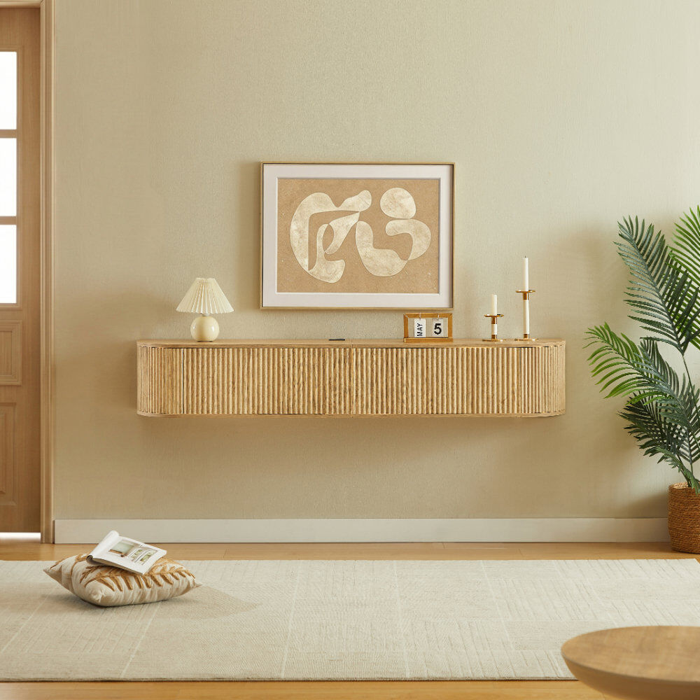 Brayden Studio Floating TV Stand for TVs up to 78" Natural 78"