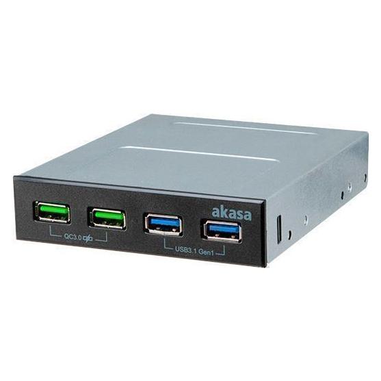 Akasa USB 3.1 Gen2 und Quick Charge Panel 5,25 Zoll (AK-ICR 34)