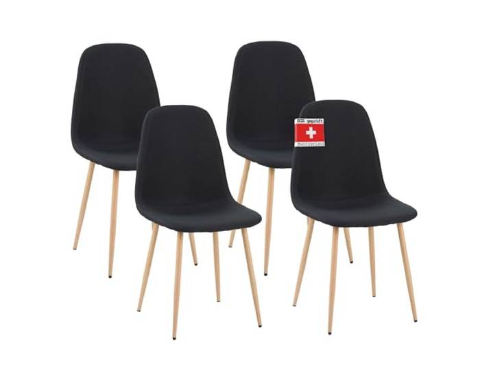 ALBATROS Esszimmerstuhl FANO 4er Set Schwarz Komfortabler Küchenstuhl für modernes und stilvolles einrichten Designer Esstisch Stühle Esszimmer Stuhl Polsterstuhl Belastbarkeit 110kg