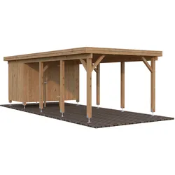 Palmako Carport Karl 23,1 m2 mit Geräteraum - hellbraun tauchgrundiert