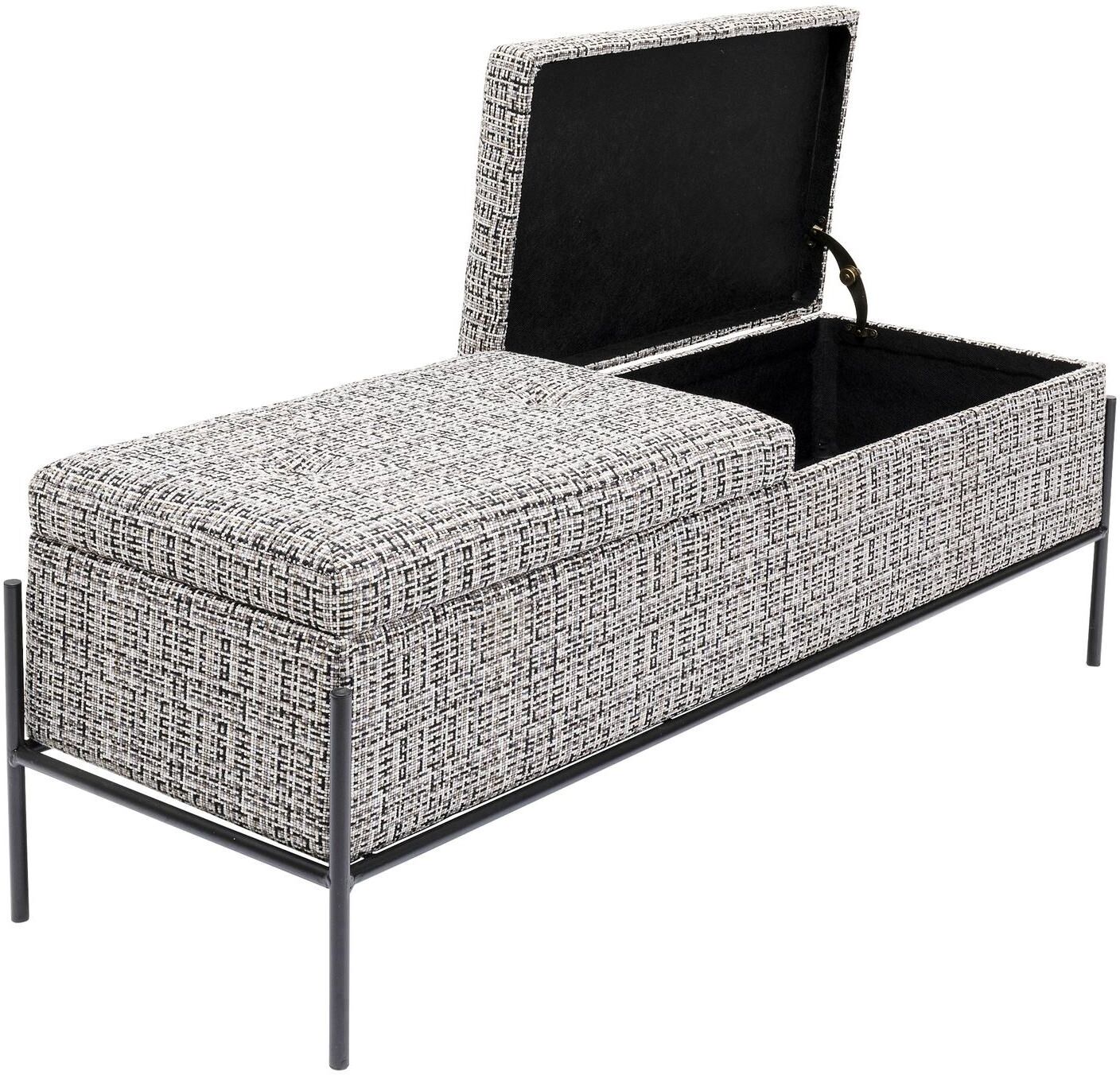 Sitztruhe KARE DESIGN "Buttons Storage B&W Gross, 120 cm", grau, B:120cm, Sitzbänke, Sitztruhe grau B/H/T: 120cm