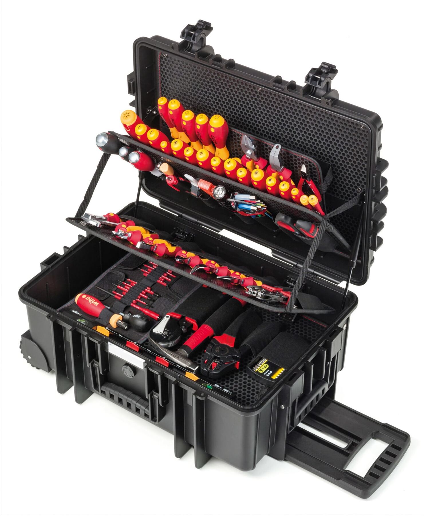 Wiha Competence XXL II Werkzeug Set für Elektriker mit umfangreichem Sortiment und praktischem Fahrgestell im Koffer, 115-tlg., 40523 (42069)