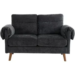 2-SITZER-SOFA aus schwarzem Chenille, kompakt und platzsparend
