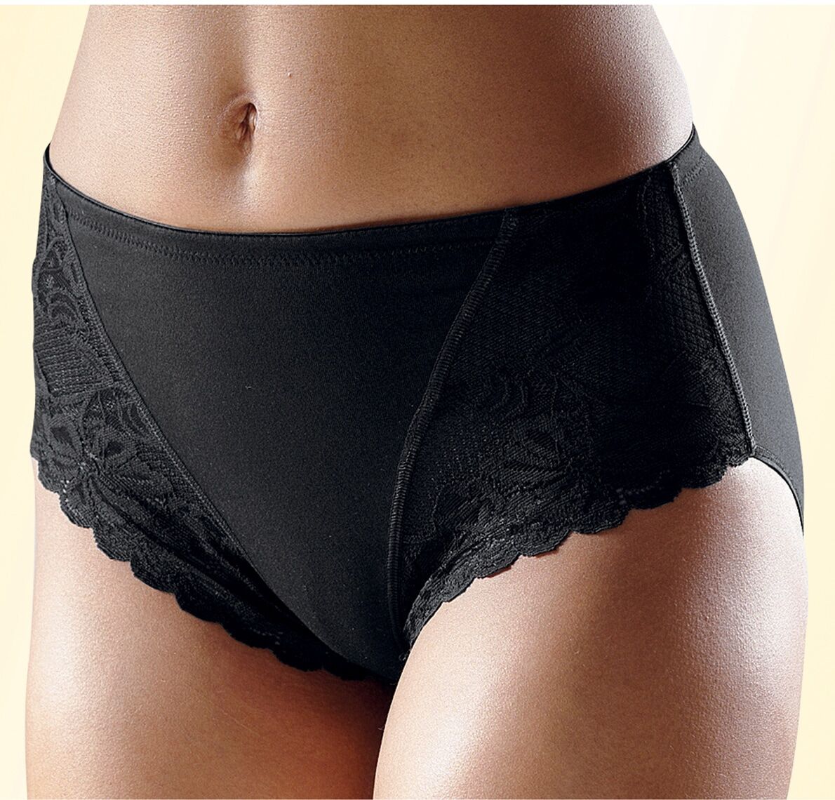 Formslip, Damen, Gr. 56/58, schwarz, Obermaterial: 90% Baumwolle, 10% Elasthan (LYCRA). Miedereinsatz: 90% Polyamid, 10% Elasthan. Spitze: 90% Polyamid, 10% Elasthan, PETITE FLEUR BY LASCANA, unifarben, Unterhosen Formslip, aus elastischer Baumwoll-Qualit
