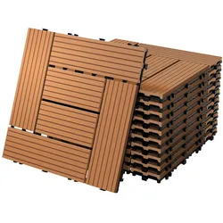 ECD Germany – WPC Terrassenfliesen – 30x30 cm 55 Stk.=5m2 Hellbraun Mosaik | Holzoptik, Klicksystem mit Drainage