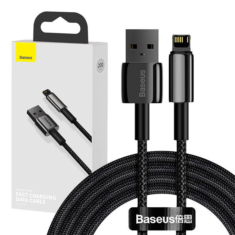 Baseus USB-A naar Lightning oplaadkabel, 2 meter, zwart