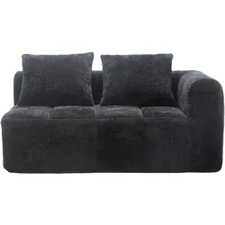 Sofa 158x90 Chenille mit Seitentaschen und Chaise-Lounge – Hoher Komfort und modernes Design, für Wohnzimmer, Schwarz