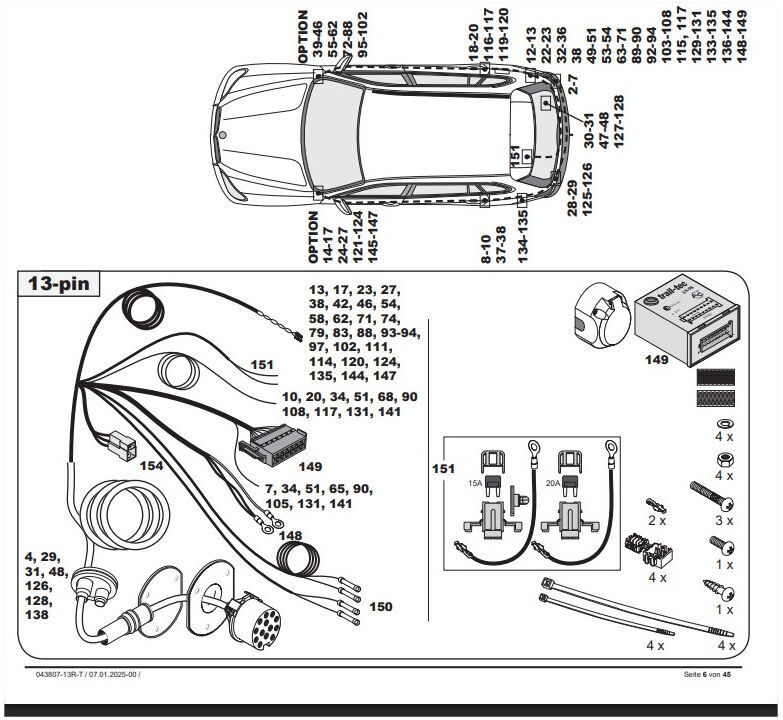 FAISCEAU SPECIFIQUE 13 BROCHES POUR BMW X5 (11/13-07/18)