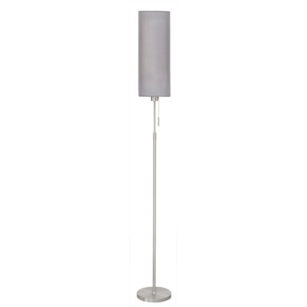 Highlight Vloerlamp Victoria nikkel met grijze stoffen kap, Hoogte: 180 cm