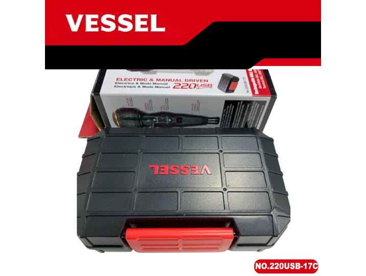 VESSEL 220USB-17C Tournevis électrique rechargeable USB 17 pièces avec poignée à boule et embout PH2, outil sans fil