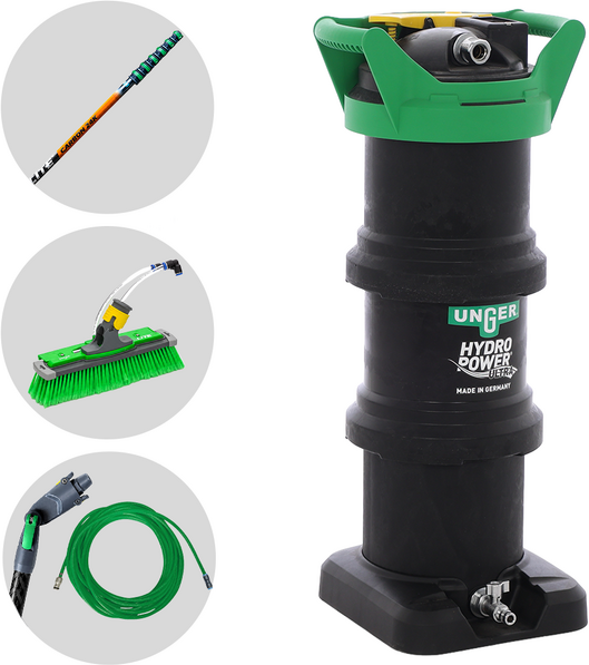 Unger Hydropower Ultra Expert L DI - Kit per pulizia vetri e pannelli fotovoltaici - Asta nLITE Carbon 24K 170-860 cm