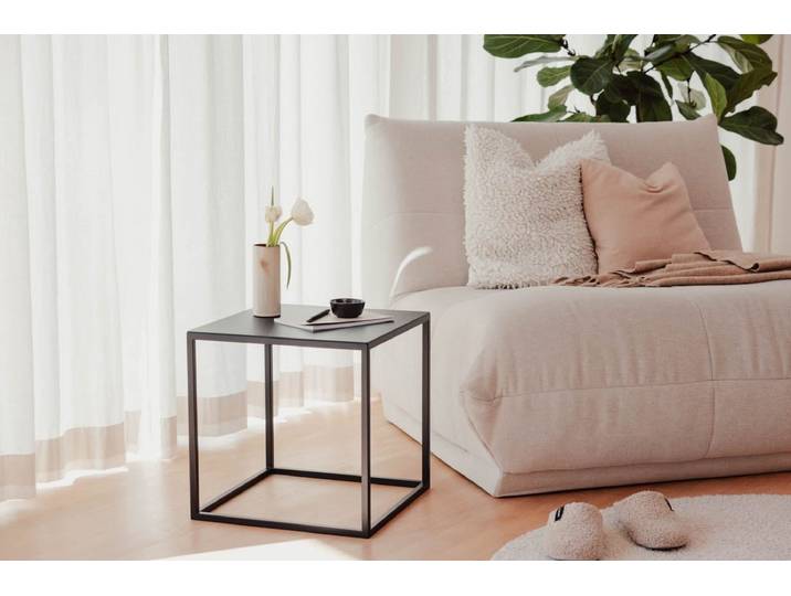 Couchtisch-Beistelltisch Soli X – Minimalistisches Design aus Stahlblech & Metall - Schwarz - Luxusbetten24