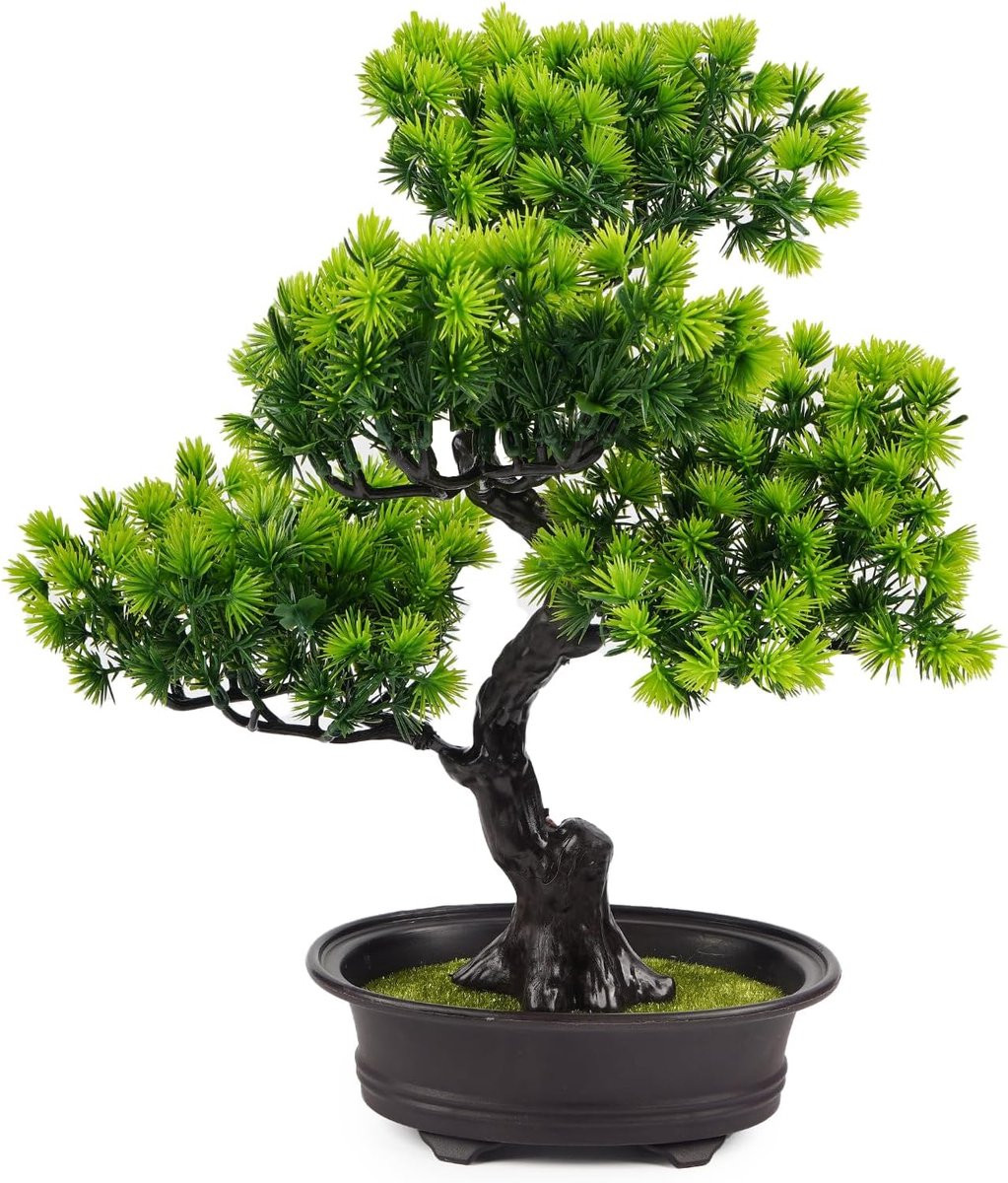 SnelShoppen Kunstmatige Bonsai Boom Groen - 34 cm Natuurgetrouwe Kunstplant voor Decoratie