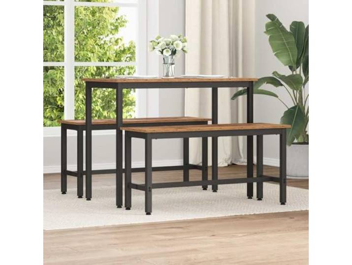 HGFDSAWE Esstischbank 100 x 32.5 x 48.5 cm 2er Set Holzwerkstoff Stahl Stabil, Modernes Design, Höhenverstellbar, Einfache Reinigung