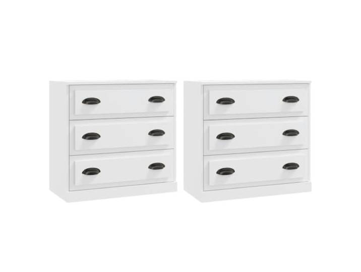 Kaorsrow 2er Set Sideboard Weiß 70x35.5x67.5 cm Holzwerkstoff Schrank Kompakte Kommode im 2er Set für Wohnzimmer und Schlafzimmer mit viel Stauraum und robuster Ablagefläche.