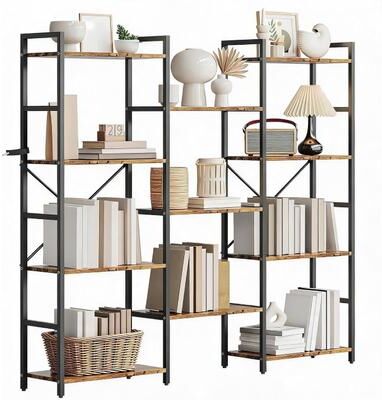 YUN Industrial 4-Tier Bookshelf, Freestanding Bookcase with Open Storage Shelves for Living Room Home Office