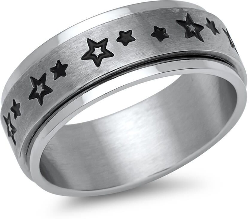 Unique Moderner Ring Edelstahl mit drehbarem Einsatz silber