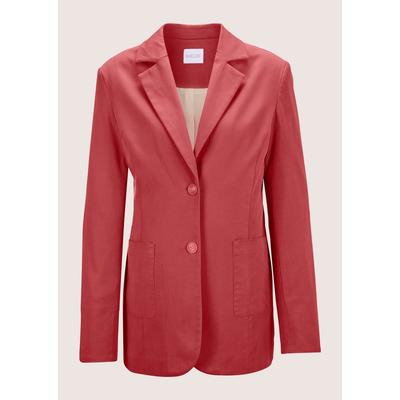 Jackenblazer MADELEINE "Blazer Einreihiger Longblazer", Damen, Gr. 36, rosa (rosenholz), Obermaterial: 62% Lyocell CLY. 34% Baumwolle CO. 4% Elasthan EL., Modern, normal, Blazer