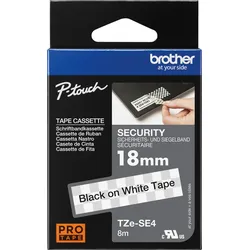 P-TOUCH TZESE4 - Siegelband (Sicherheit), schwarz auf weiß, 18mm