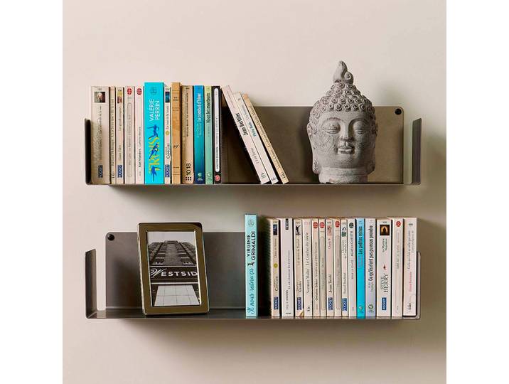 Étagère livre en acier 60 x 15 cm - gris naturel - lot de 2 - teebooks