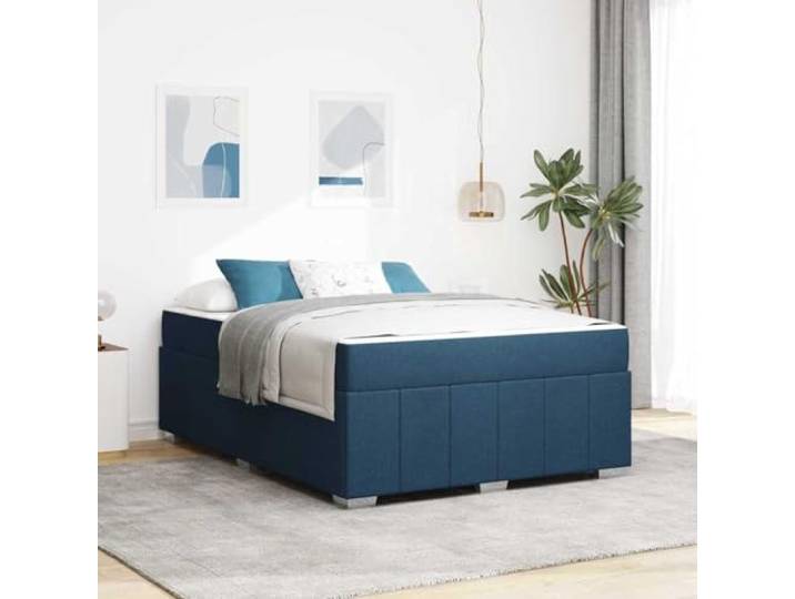Stoff Holzwerkstoff Boxspringbett Matratze minimalistischem Design Blau 140 Boxspringbett mit Matratze Blau 140x200 Stoff Lattenrost Doppelbett Gestell Modern