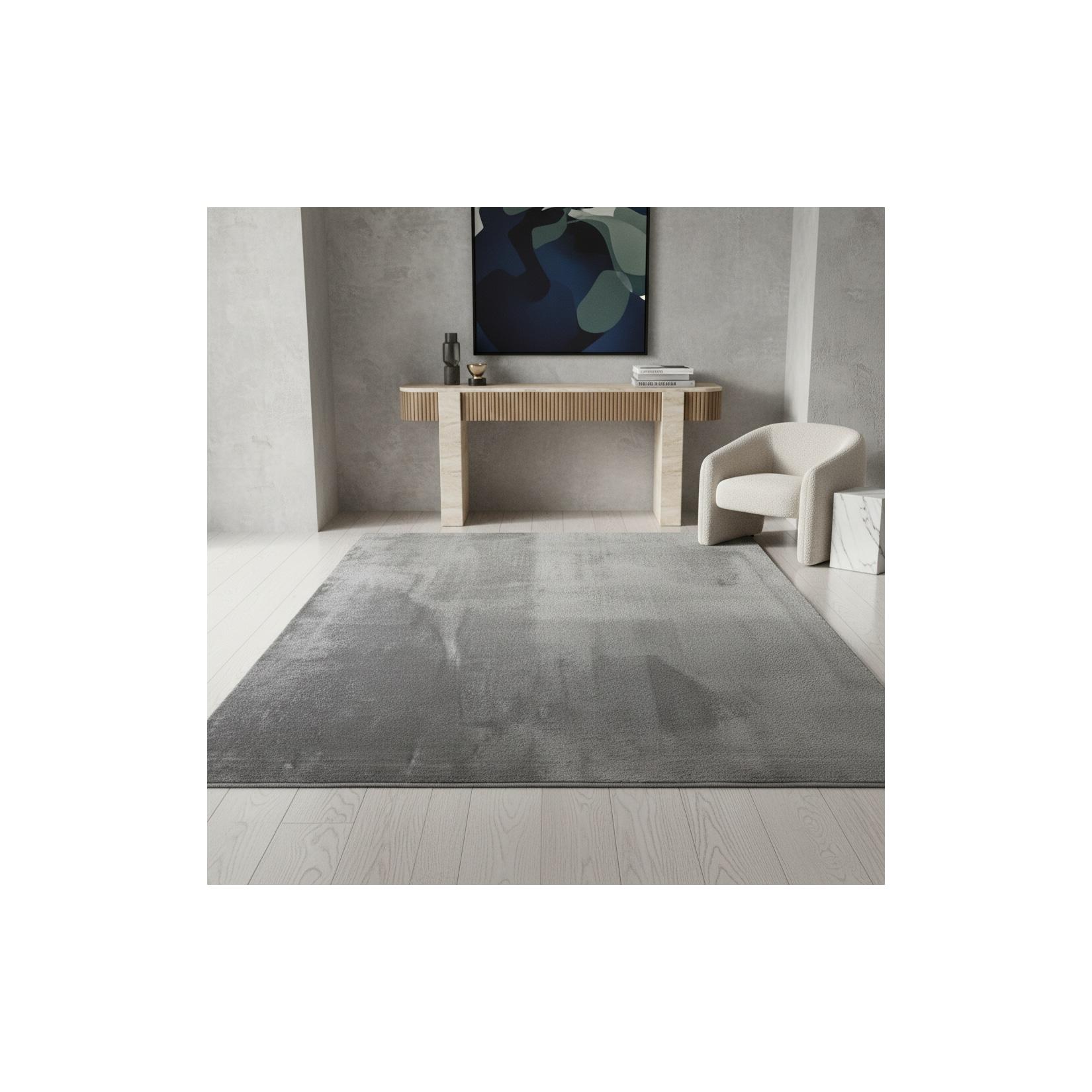 Teppich Kurzflor Waschbar ISAR in Silber, einfarbig, Ø 160 cm