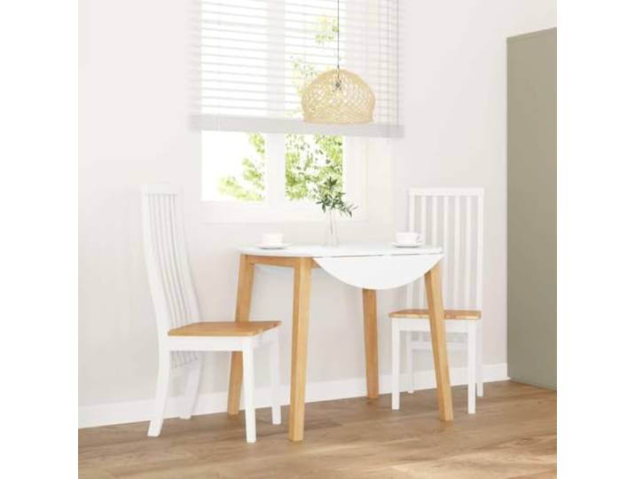 Esszimmerstühle 2 Stk. Weiß Massivholz Gummibaum Ergonomische Holzstühle 2er Set, Gummibaum-Massivholz, stoßfest, langlebig, ergonomische Rückenlehne, stabile Holzkonstruktion