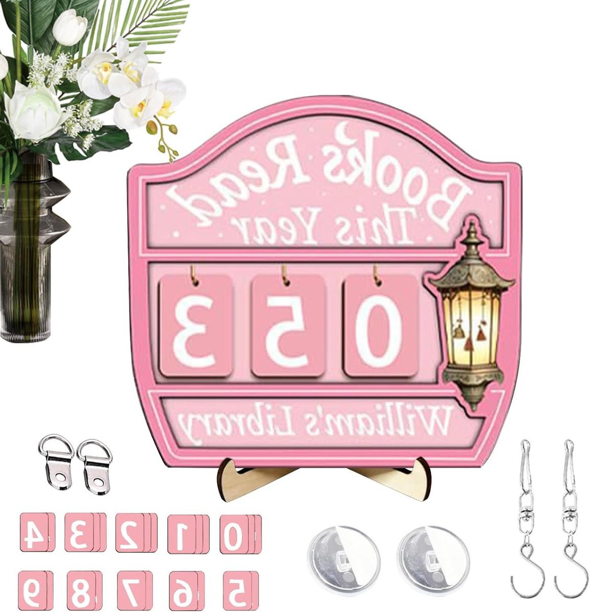 Boeken Teller Leesmeter Decoratie in Roze - 21 x 16 cm