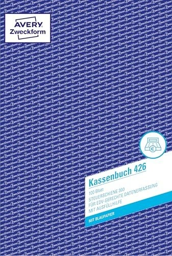 AVERY Zweckform Kassenabrechnung mit MwSt.-Spalte für Einnahmen und Ausgaben Formularbuch 427