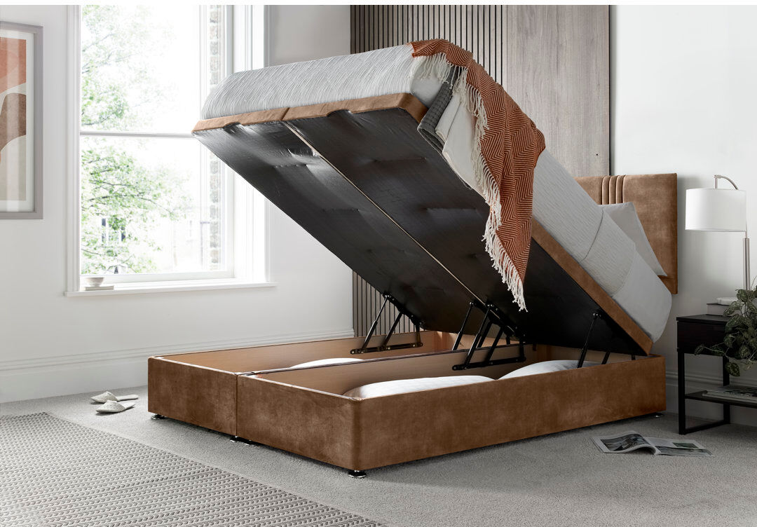 17 Stories New Empire Conistan Upholstered Ottoman Storage Bed with Panel Headboard & Gas Lift Mink Kingsize (5')