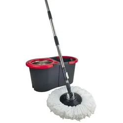 Wischset Turbo Mop Duo Mopsystem inkl. 2 Mikrofasermopps zusammenklappbares System mit Doppeleimer