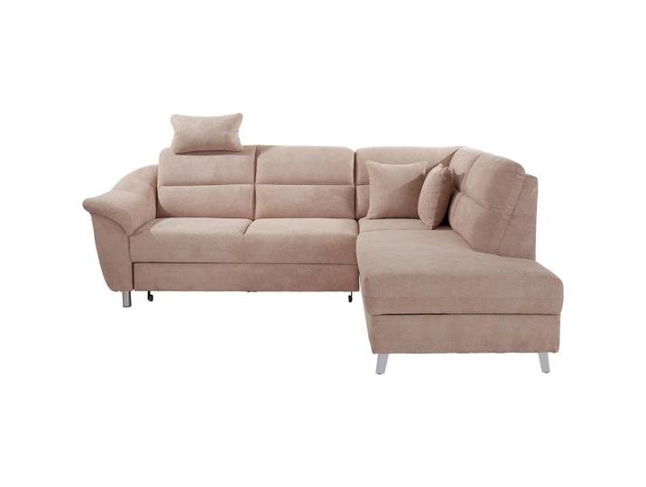 Livetastic Ecksofa, Beige, Metall, Ottomane rechts, L-Form, 248x197 cm, Made in EU, Rücken echt, Wohnzimmer, Sofas & Couches, Wohnlandschaften, Ecksofas